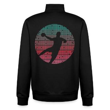 Joueurs de handball Joueurs de handball rétro Handball masculin - Sweat zippé unisexe en coton bio Stanley/Stella - noir - Dos - AI Model Male 185 light (185cm)