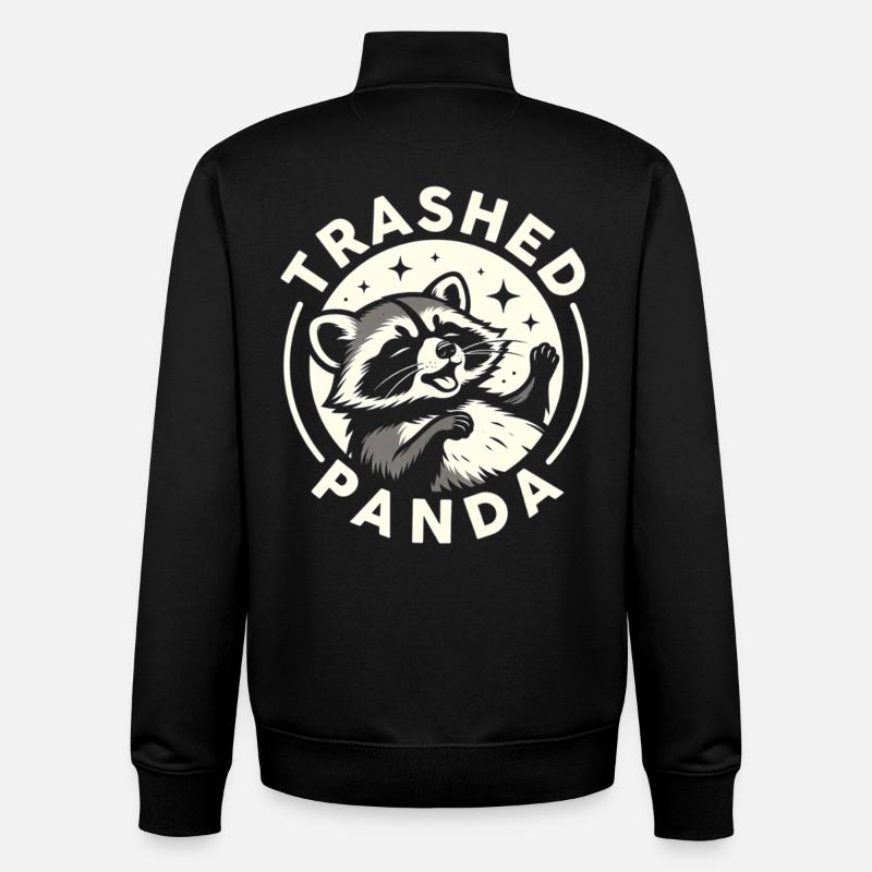 Trashed Panda Raccoon Funny Meme Design - Unisex Organic Zip Sweatshirt by Stanley/Stella - black