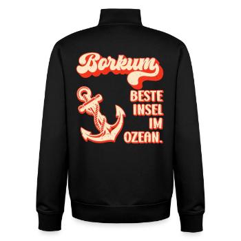 Borkumer Insel BORKUM BESTE INSEL IM OZEAN Lustig - Unisex Organic Zip Sweatshirt von Stanley/Stella - Schwarz - Hinten - AI Model Male 185 light (185cm)