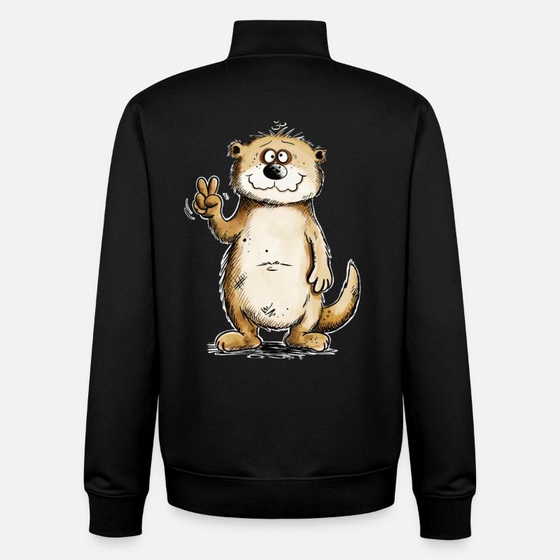 Otter Peacezeichen Design - Unisex Organic Zip Sweatshirt von Stanley/Stella - Schwarz