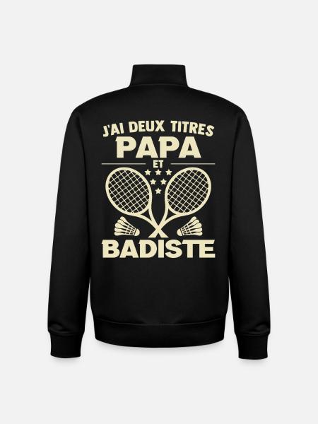 Dad Badminton Gift Birthday Father's Day - Unisex Organic Zip Sweatshirt by Stanley/Stella - black