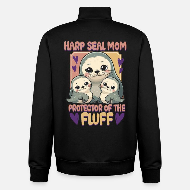 Phoques du harple - Sweat zippé unisexe en coton bio Stanley/Stella - noir