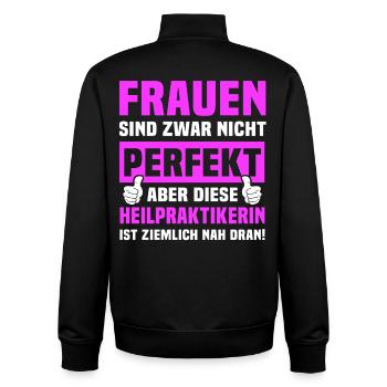 Naturopathe Spruch - Sweat zippé unisexe en coton bio Stanley/Stella - noir - Dos - AI Model Male 185 light (185cm)