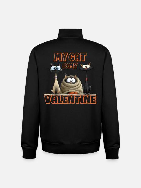 Mon chat, c’est ma Saint-Valentin - Sweat zippé unisexe en coton bio Stanley/Stella - noir