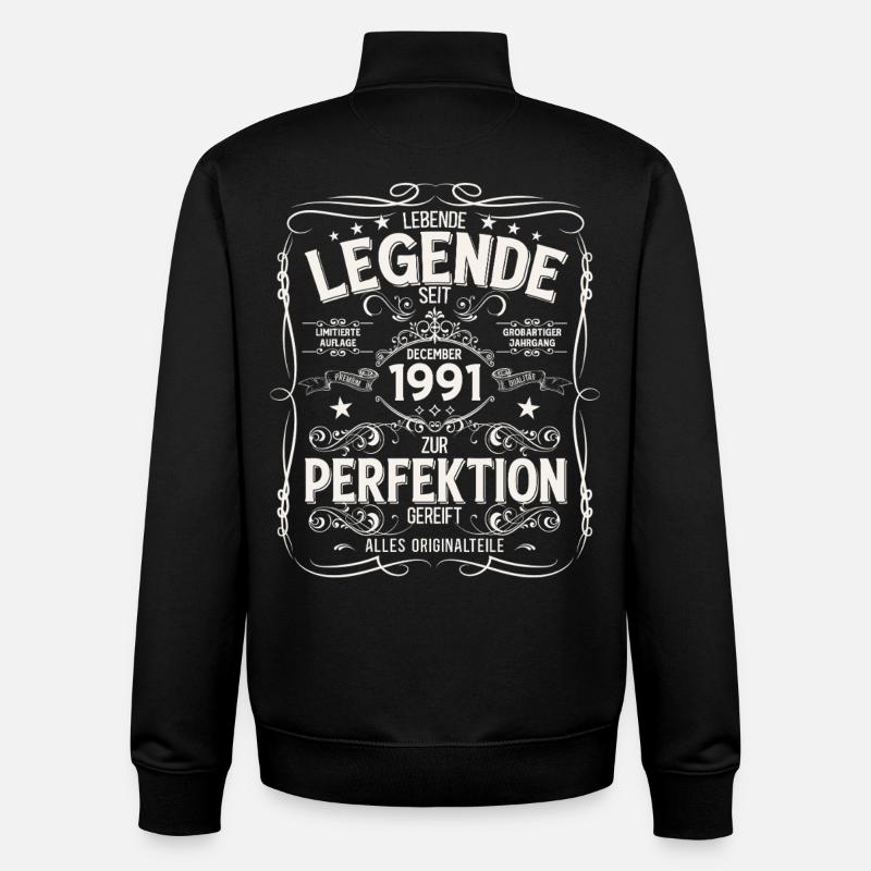 34e anniversaire Millésime décembre 1991 - Sweat zippé unisexe en coton bio Stanley/Stella - noir