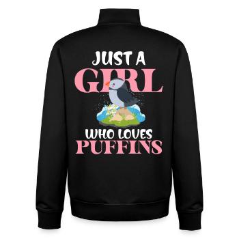 Only one girl loves puffins - Unisex Organic Zip Sweatshirt by Stanley/Stella - black - Back - AI Model Male 185 light (185cm)