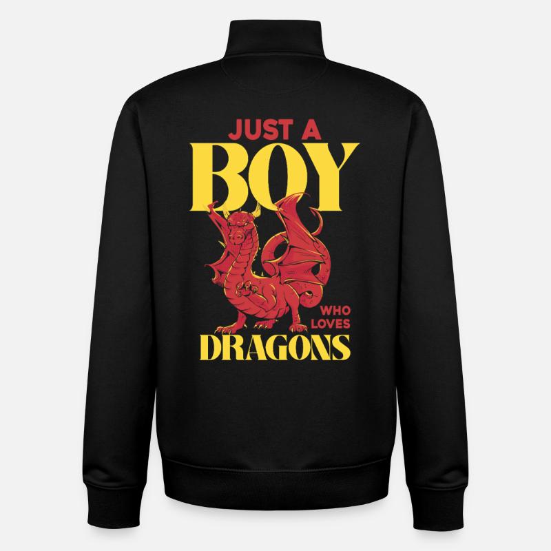Seul un garçon aime les dragons - Sweat zippé unisexe en coton bio Stanley/Stella - noir