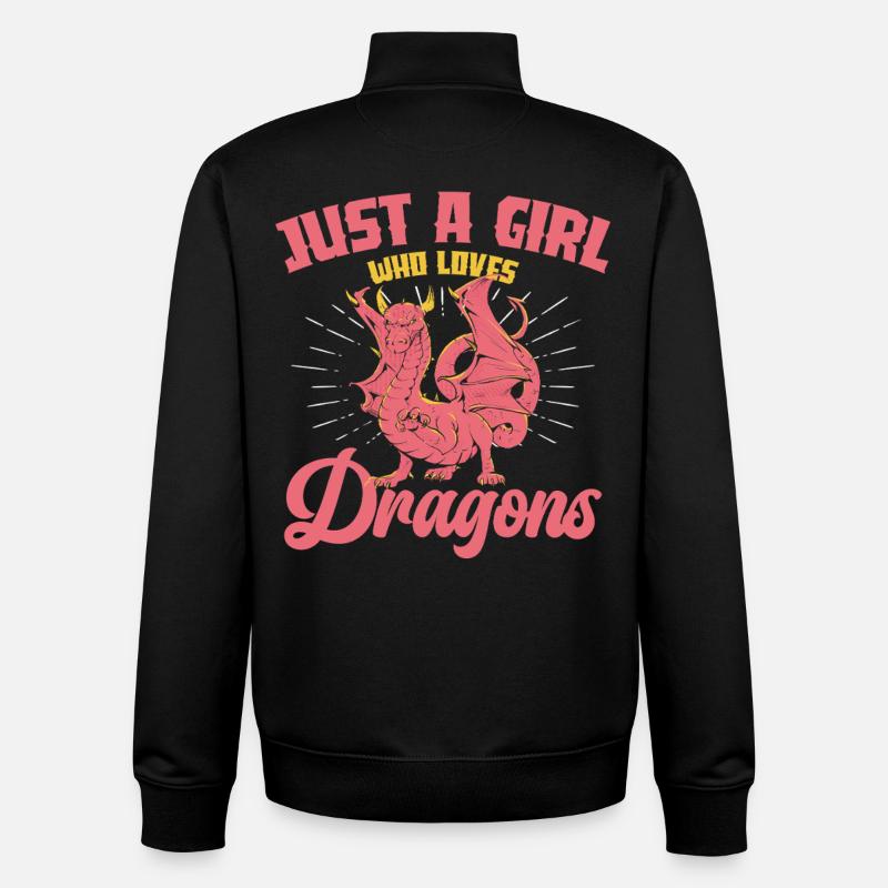 Nur ein Mädchen liebt Drachen - Unisex Organic Zip Sweatshirt von Stanley/Stella - Schwarz