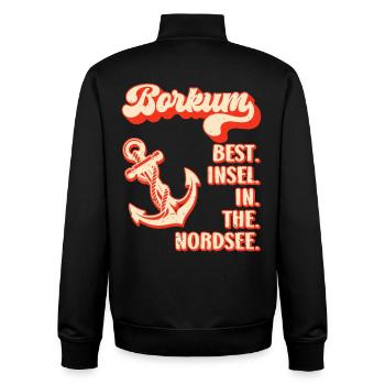 Mer du Nord BORKUM MEILLEURE ÎLE DE MER DU NORD Drôle - Sweat zippé unisexe en coton bio Stanley/Stella - noir - Dos - AI Model Male 185 light (185cm)