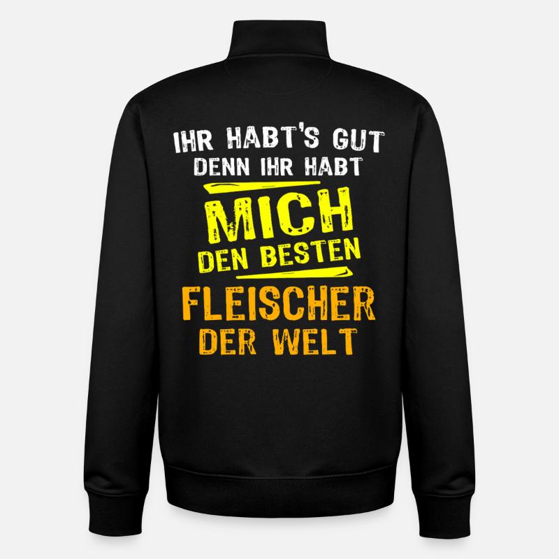 Cadeau de boucher - Sweat zippé unisexe en coton bio Stanley/Stella - noir