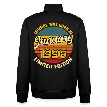 Legend Born January 1996 30 Year Old Birthday - Unisex Organic Zip Sweatshirt by Stanley/Stella - black - Back - AI Model Male 185 light (185cm)