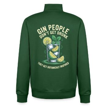 Gin People Dont Get Drunk Botanicaly Inspired - Unisex Organic Zip Sweatshirt von Stanley/Stella - Flaschengrün - Hinten - AI Model Male 185 dark (185cm)