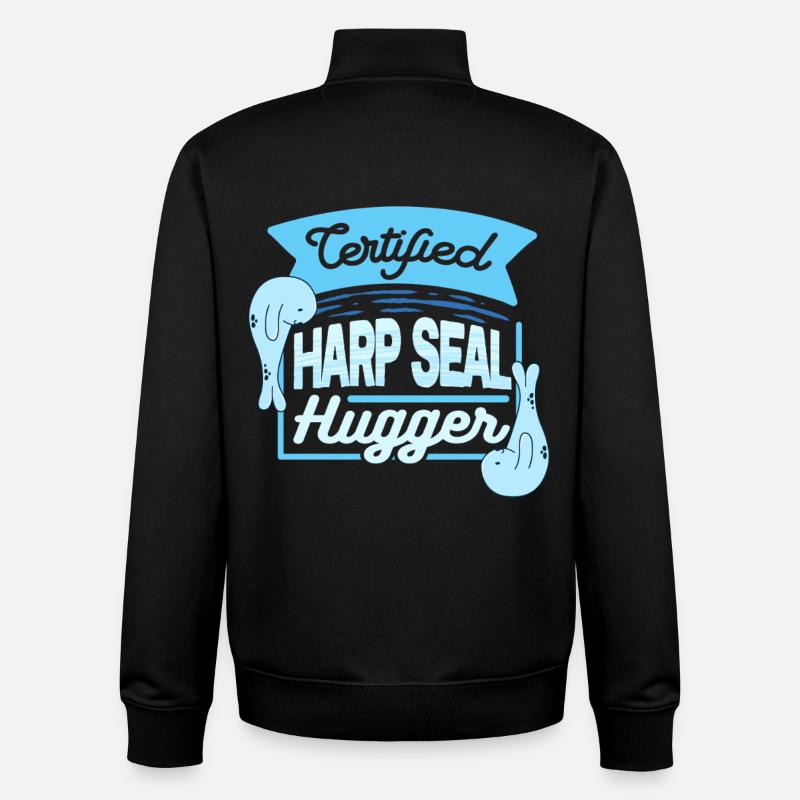Sattelrobbe Robben Certified Harp Seal Hugger - Unisex Organic Zip Sweatshirt von Stanley/Stella - Schwarz