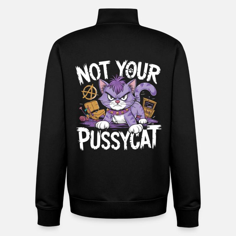 Chat rebelle à l’attitude punk - Sweat zippé unisexe en coton bio Stanley/Stella - noir