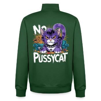 No Pussycat Rebellious Fighting Cat - Unisex Organic Zip Sweatshirt by Stanley/Stella - bottle green - Back - AI Model Male 185 dark (185cm)
