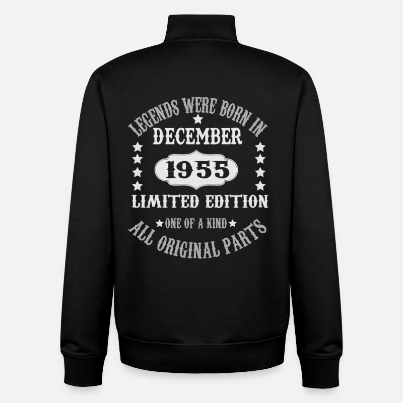 Legends-were-born-in-December-1955 - Unisex Organic Zip Sweatshirt by Stanley/Stella - black