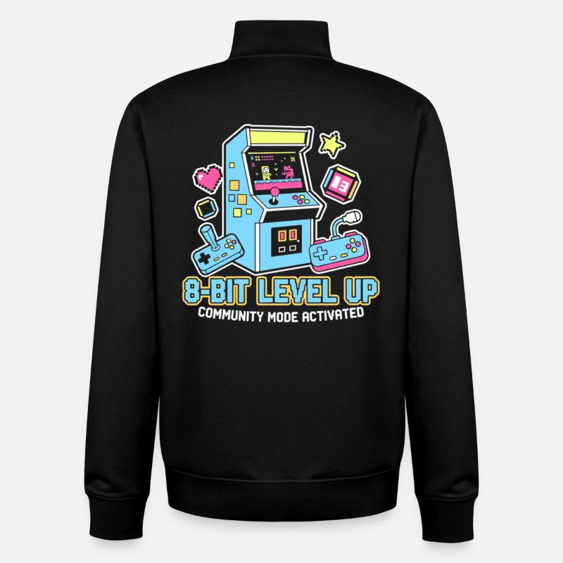 8-Bit LEVEL Arcade Retro Gaming Community - Unisex Organic Zip Sweatshirt by Stanley/Stella - black