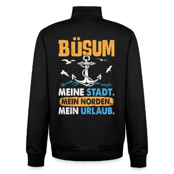 BÜSUM MEINE STADT MEIN NORDEN MEIN URLAUB Lustig - Unisex Organic Zip Sweatshirt von Stanley/Stella - Schwarz - Hinten - AI Model Male 185 light (185cm)