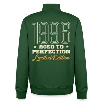 1996 The Age of Perfection 96 Birthday Gift - Unisex Organic Zip Sweatshirt by Stanley/Stella - bottle green - Back - AI Model Male 185 dark (185cm)
