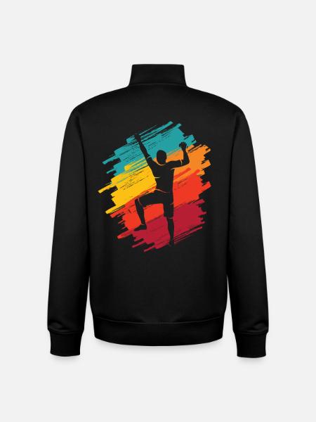 Climbing Mountains Retro Climber Bouldering - Unisex Organic Zip Sweatshirt by Stanley/Stella - black