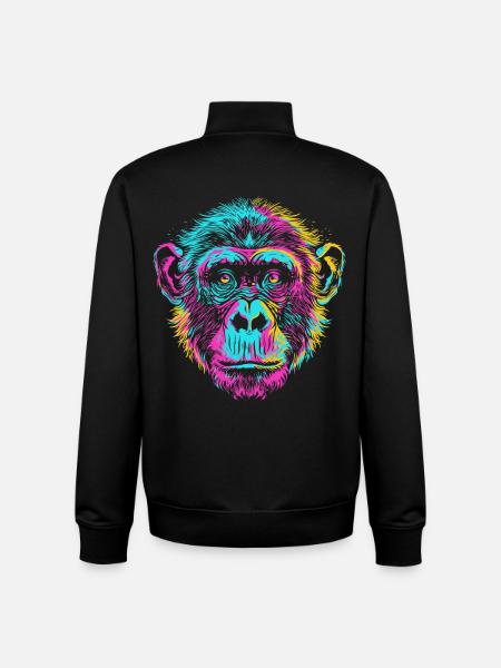 Bunter Schimpanse im Neon-Art Stil - Unisex Organic Zip Sweatshirt von Stanley/Stella - Schwarz