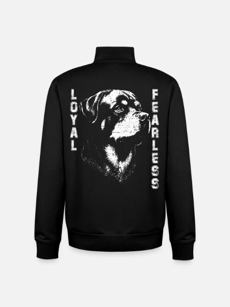 Rottweiler Loyal Black and White - Unisex Organic Zip Sweatshirt by Stanley/Stella - black