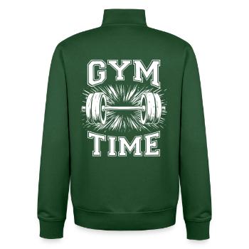GYM TIME | Sport & Fitness | gute Vorsätze 2026 - Unisex Organic Zip Sweatshirt von Stanley/Stella - Flaschengrün - Hinten - AI Model Male 185 dark (185cm)
