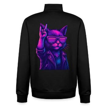 Synthwave Cat 2 Rétro Rock années 80 - Sweat zippé unisexe en coton bio Stanley/Stella - noir - Dos - AI Model Male 185 light (185cm)
