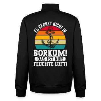 Borkumer Insel ES REGNET NICHT IN BORKUM Lustiges - Unisex Organic Zip Sweatshirt von Stanley/Stella - Schwarz - Hinten - AI Model Male 185 light (185cm)