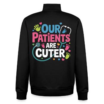 Unsere Patienten sind süßer - Unisex Organic Zip Sweatshirt von Stanley/Stella - Schwarz - Hinten - AI Model Male 185 light (185cm)