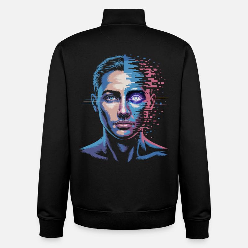 Digital human with glitch effect - Unisex Organic Zip Sweatshirt by Stanley/Stella - black