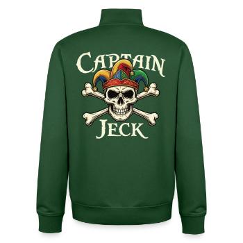 Capitaine Jeck Skull Jester Design - Sweat zippé unisexe en coton bio Stanley/Stella - vert bouteille - Dos - AI Model Male 185 dark (185cm)