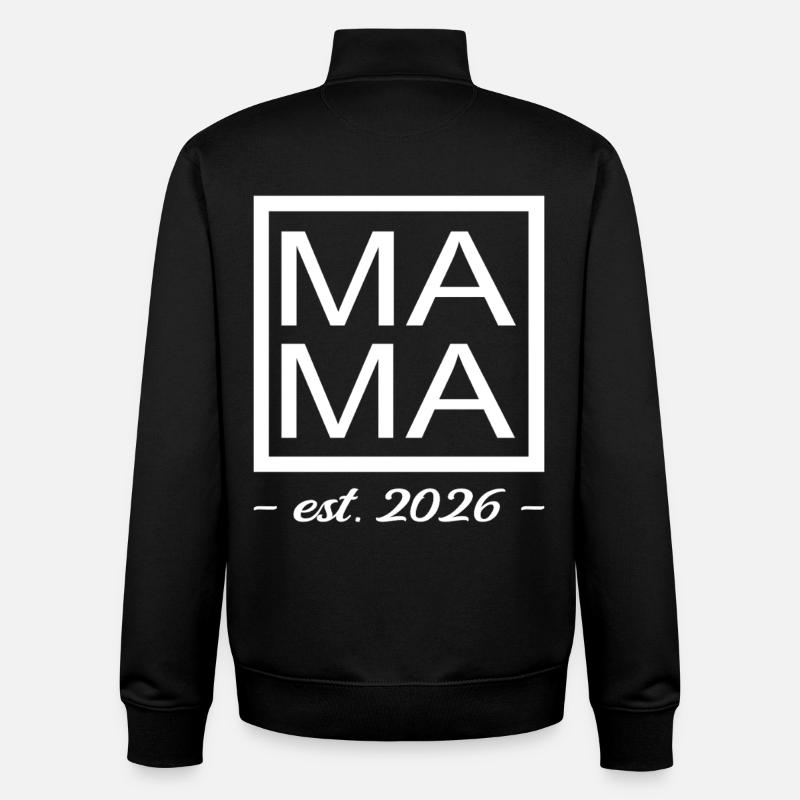 Cadeau de grossesse maman 2026 - Sweat zippé unisexe en coton bio Stanley/Stella - noir