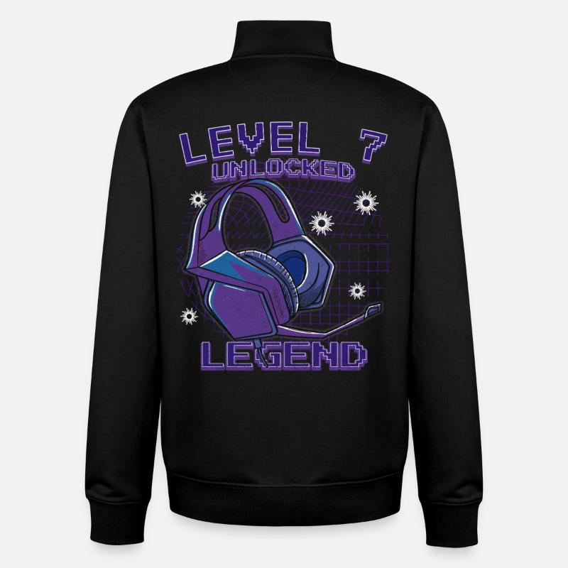 Level Unlocked Kopfhörer Neon - Unisex Organic Zip Sweatshirt von Stanley/Stella - Schwarz