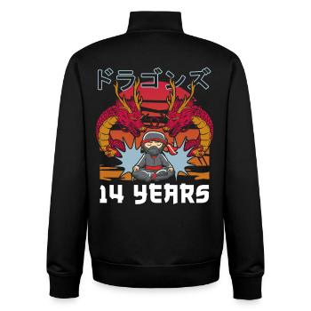 14 Years Dragon Ninja Zen - Unisex Organic Zip Sweatshirt by Stanley/Stella - black - Back - AI Model Male 185 light (185cm)