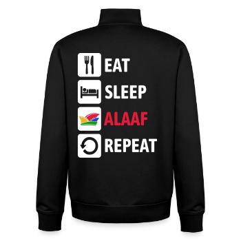Eat Sleep Alaaf Repeat - Karneval, Fastnacht - Unisex Organic Zip Sweatshirt von Stanley/Stella - Schwarz - Hinten - AI Model Male 185 light (185cm)
