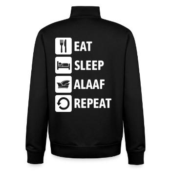 Eat Sleep Alaaf Repeat - Karneval, Fastnacht - Unisex Organic Zip Sweatshirt von Stanley/Stella - Schwarz - Hinten - AI Model Male 185 light (185cm)