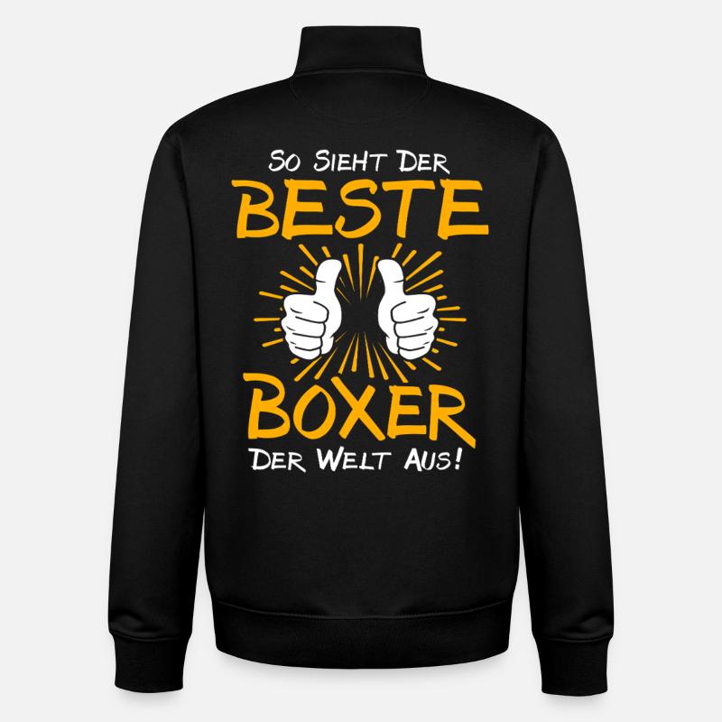 Idée cadeau boxer - Sweat zippé unisexe en coton bio Stanley/Stella - noir