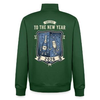 Cheers To The New Year 2026 Celebration - Unisex Organic Zip Sweatshirt by Stanley/Stella - bottle green - Back - AI Model Male 185 dark (185cm)