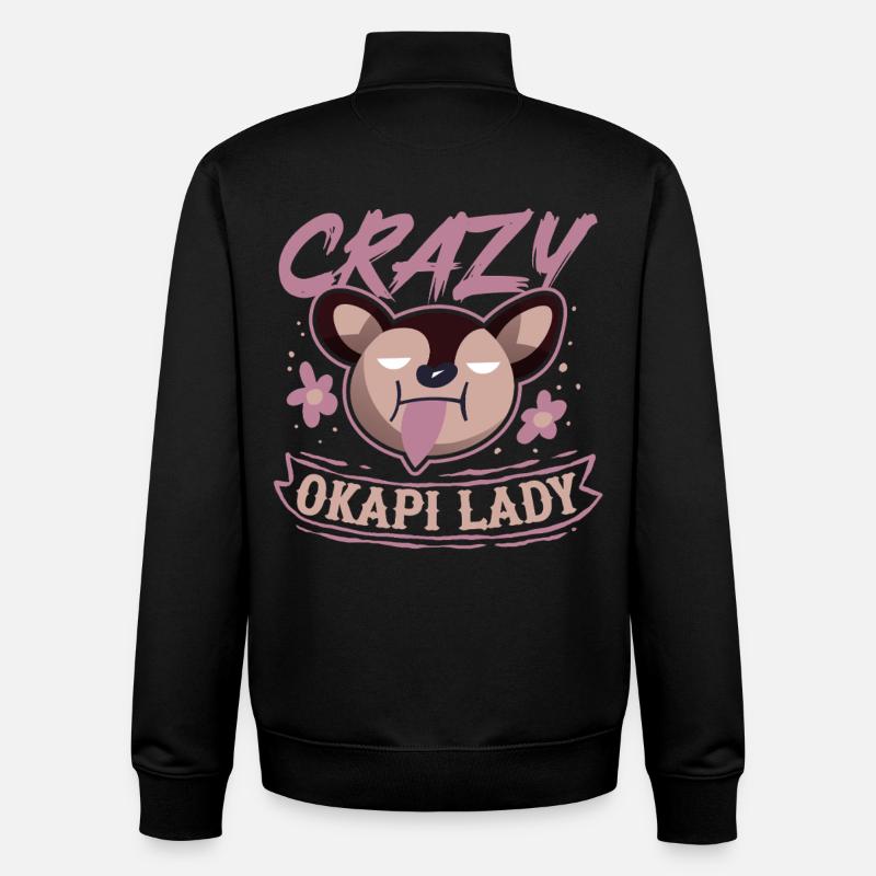 Dame Okapi Folle - Sweat zippé unisexe en coton bio Stanley/Stella - noir