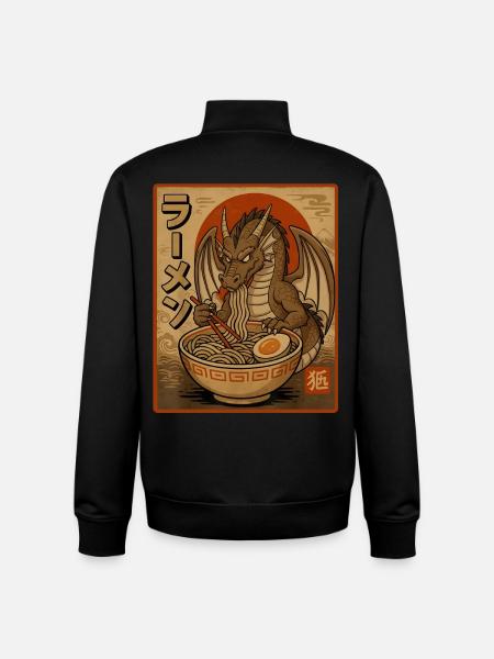 Retro-Drache Ramen-Design - Unisex Organic Zip Sweatshirt von Stanley/Stella - Schwarz