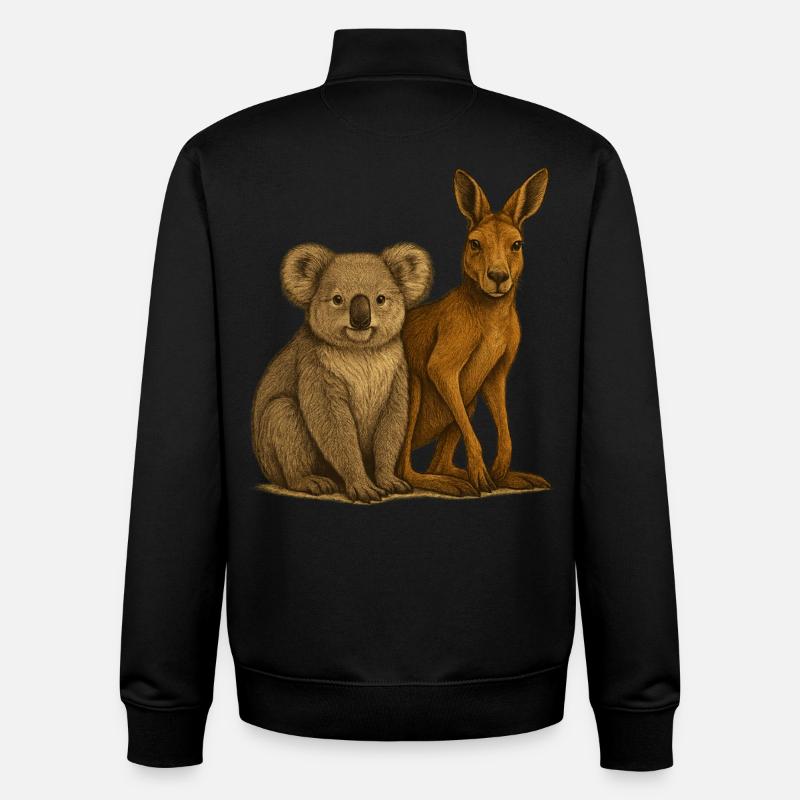 Koala and kangaroo - Unisex Organic Zip Sweatshirt by Stanley/Stella - black