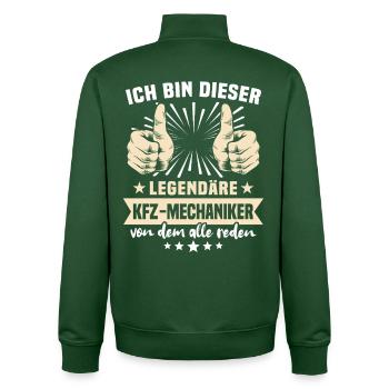 Car Mechanic Sayings - Unisex Organic Zip Sweatshirt by Stanley/Stella - bottle green - Back - AI Model Male 185 dark (185cm)