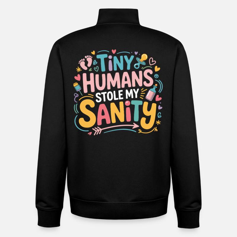 Tiny Humans Steal My Mind - Unisex Organic Zip Sweatshirt by Stanley/Stella - black