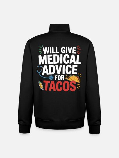 Medical advice for tacos - Unisex Organic Zip Sweatshirt by Stanley/Stella - black