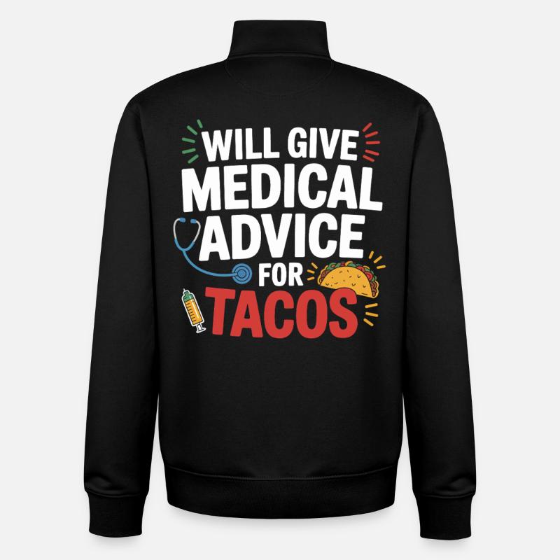 Conseils médicaux pour les tacos - Sweat zippé unisexe en coton bio Stanley/Stella - noir