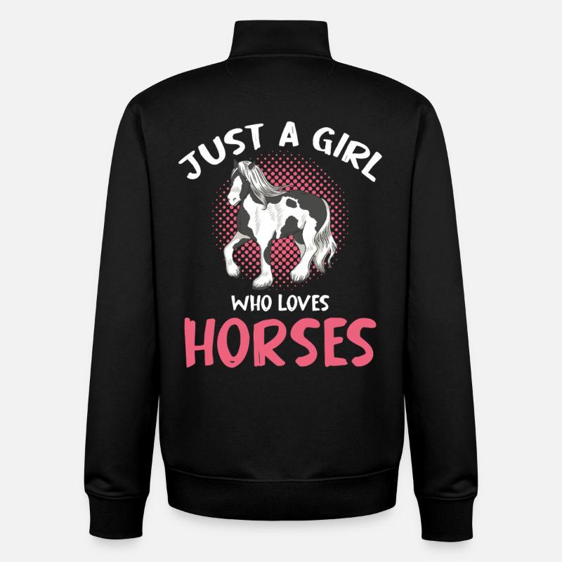 Mädchen liebt Pferde Motiv - Unisex Organic Zip Sweatshirt von Stanley/Stella - Schwarz
