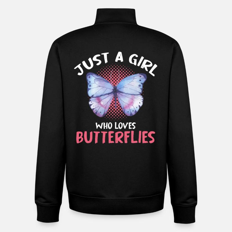 Nur ein Mädchen liebt Schmetterlinge - Unisex Organic Zip Sweatshirt von Stanley/Stella - Schwarz