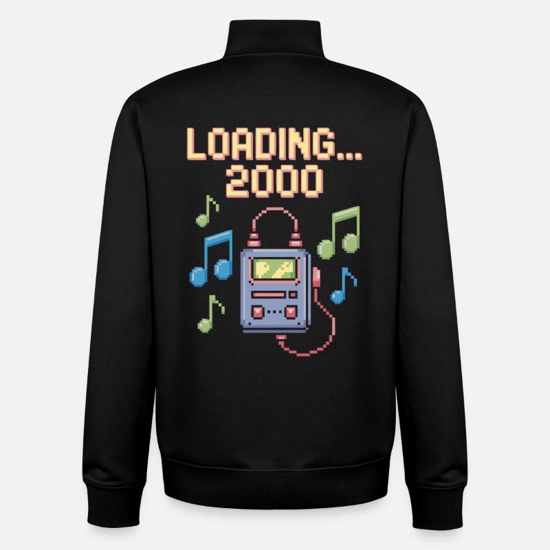 Retro Pixel Design – Chargement 2000 - Sweat zippé unisexe en coton bio Stanley/Stella - noir