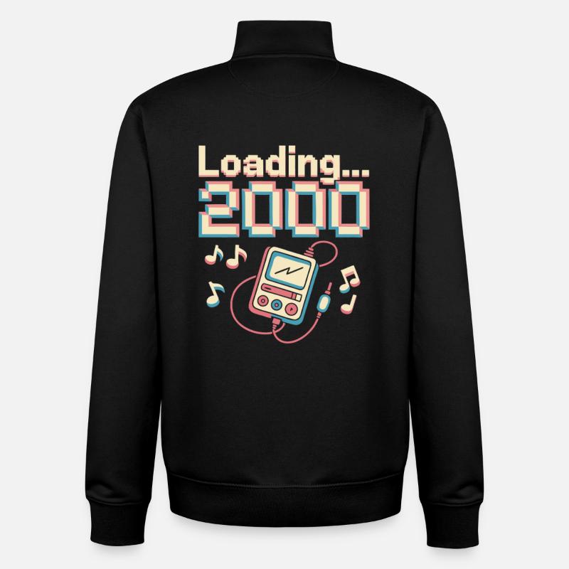 Conception de pixels Y2K – Chargement 2000 - Sweat zippé unisexe en coton bio Stanley/Stella - noir
